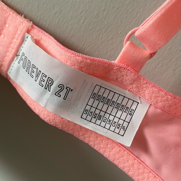 Forever 21 Push-Up Bra - Lace Detail - Neon Light Pink - 32B - Picture 6 of 8